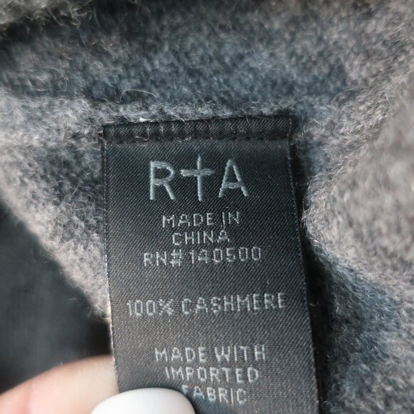 Womens RtA Charcoal Gray Metallic Silver Pure Cashmere Crew Sweater S - Picture 9 of 14